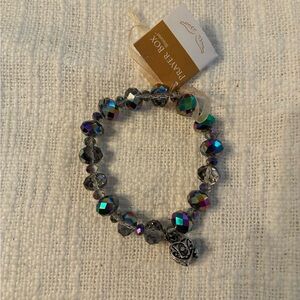 Prayer Box  Iridescent Beaded Bracelet with Silver charm box